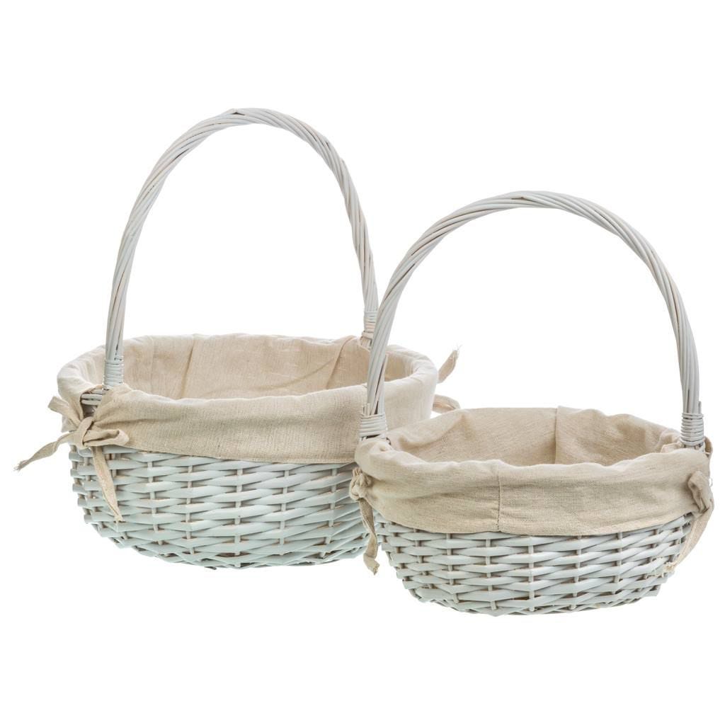 AuldHome - Cestas de mimbre para pared (paquete de 2, blancas); cestas  colgantes para puerta de flores