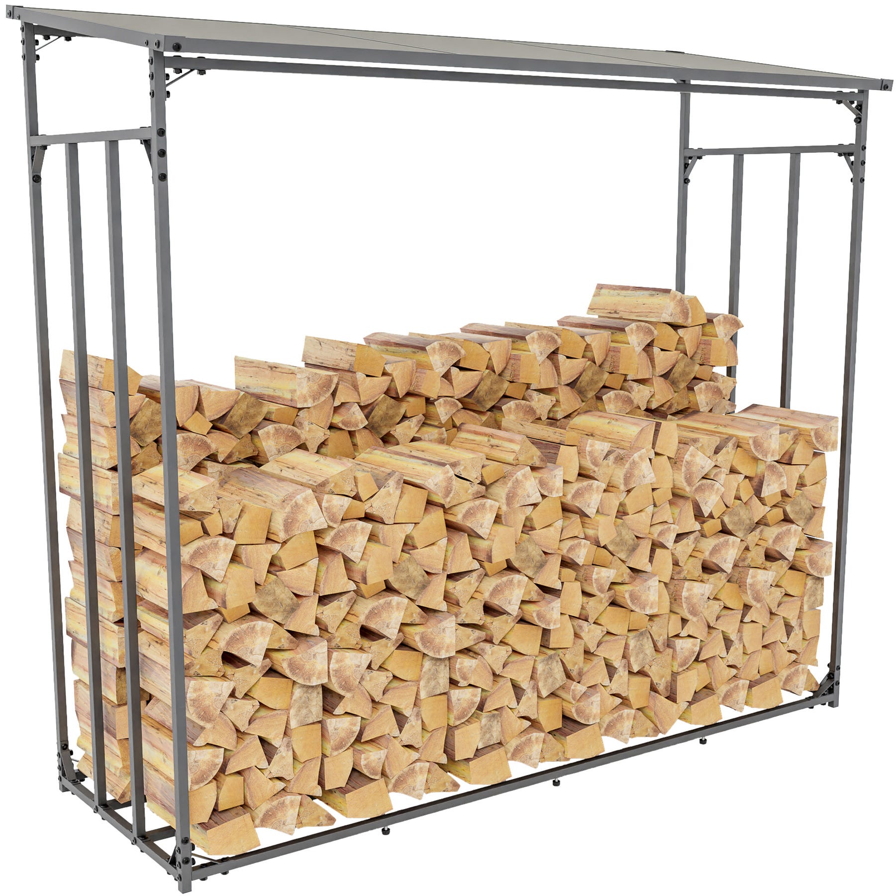 Abri bois de chauffage en acier galvanisé avec housse de protection