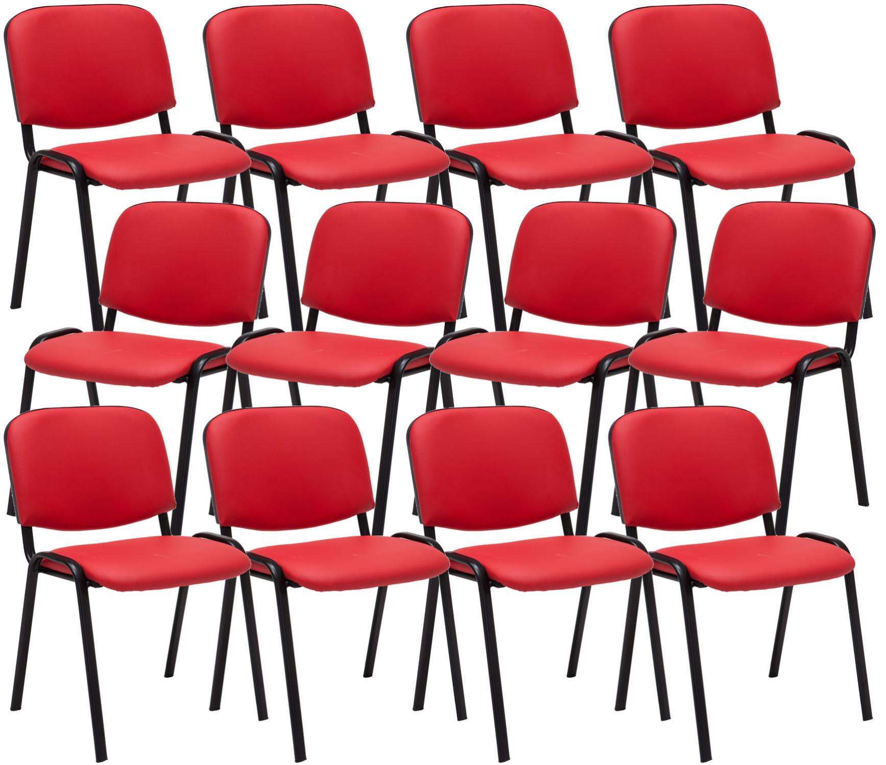 Lot De 12 Chaises Visiteur Empilables - Confortables Avec Dossier Et Pieds Métal (120kg)