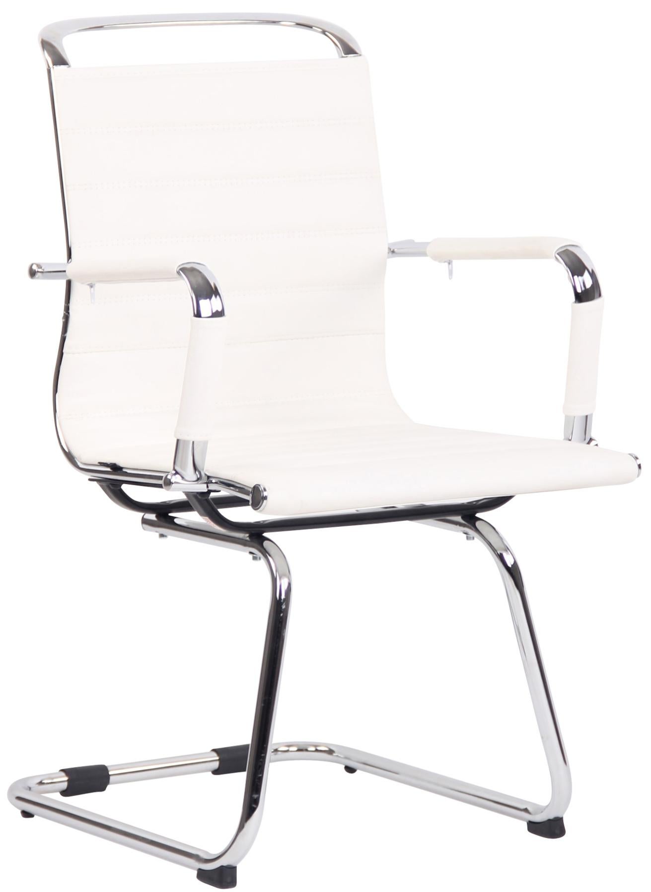 Sedia Ufficio Sweeek Con Schienale In Legno Curvato, Similpelle Bianca, Poggiatesta, Regolabile In Altezza (120-130 Cm), 5 Ruote