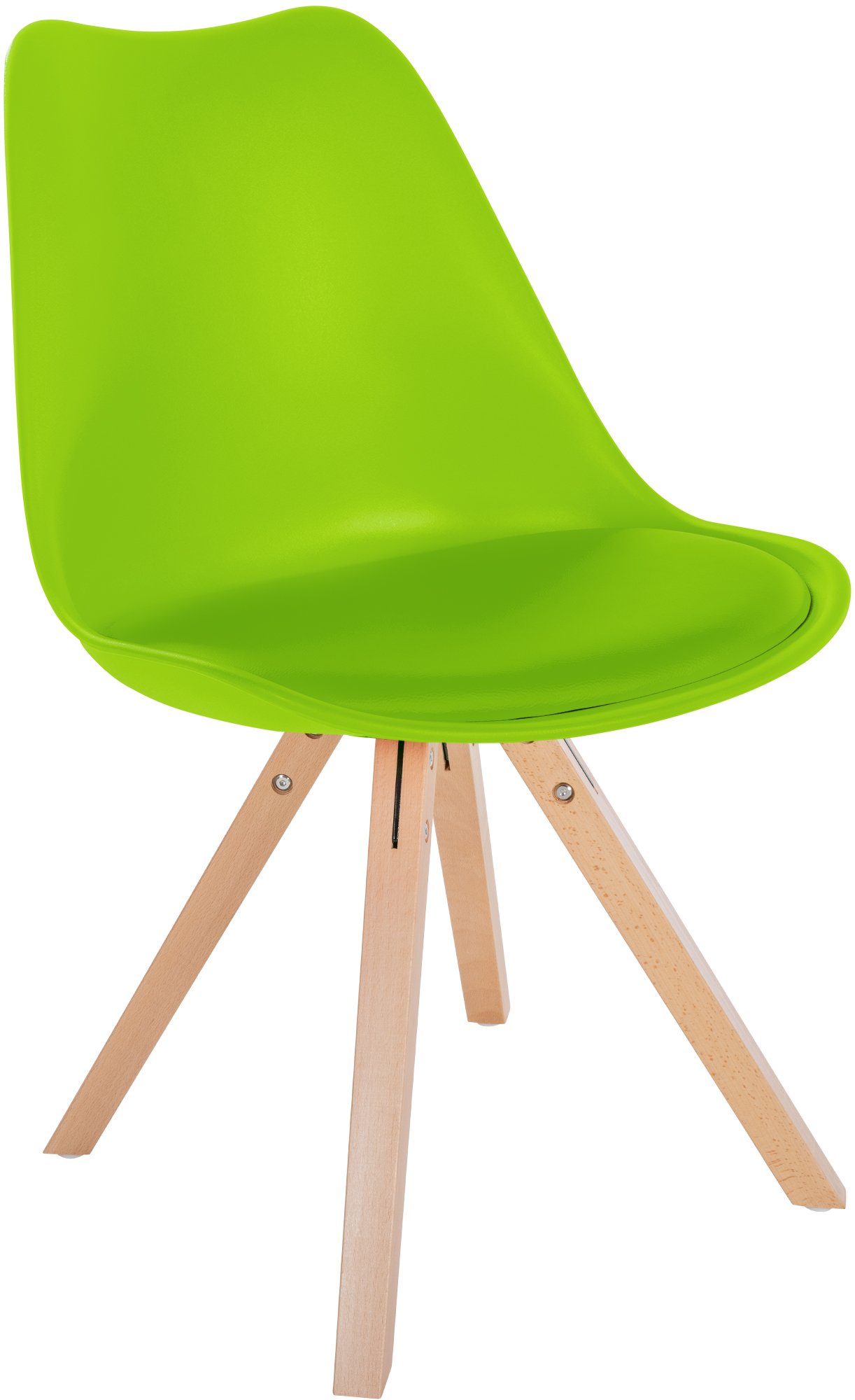 Silla de salón sofía en polipiel y plástico verde claro|natural (cuadrado)