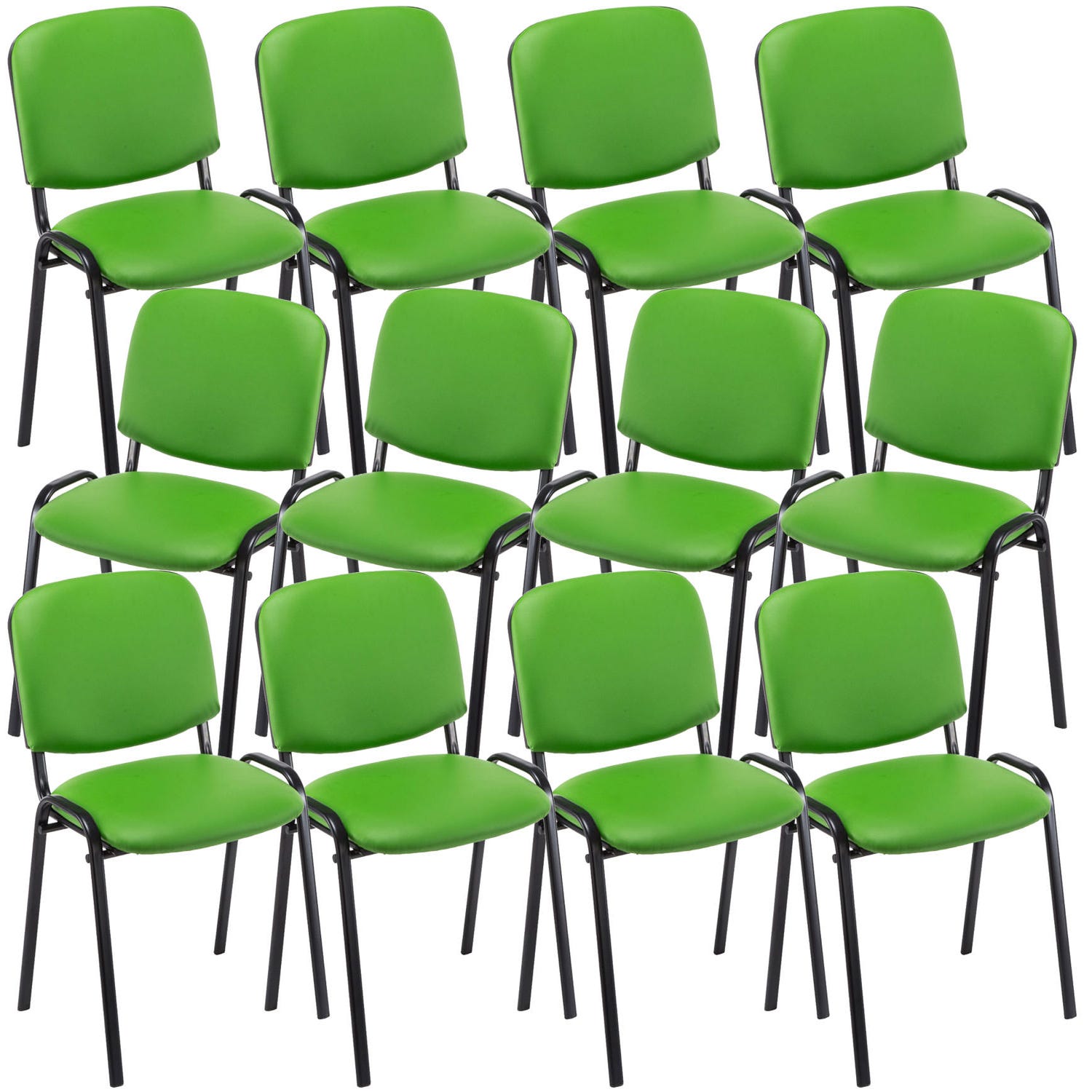 Lot de 12 chaises de visiteur Ken en similicuir Vert