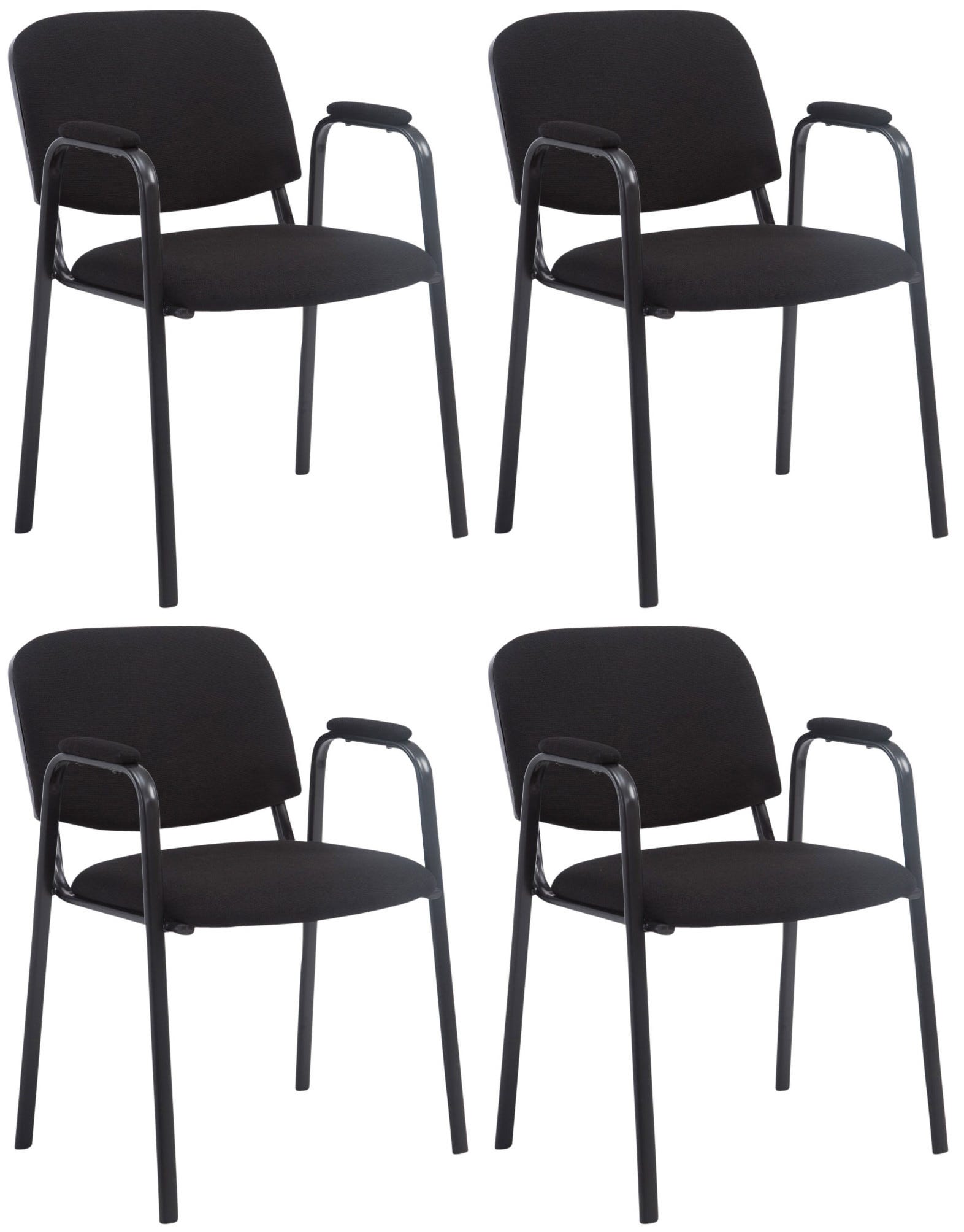 Lot de 4 chaises visiteur ken en tissu , noir - Conforama