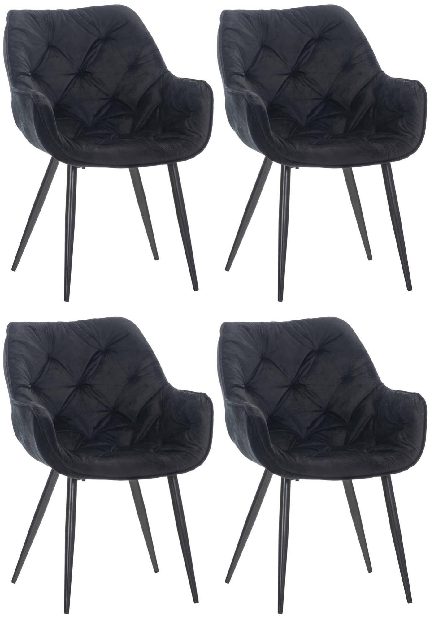 CLP Set 4 Poltroncine Tanna In Velluto Giallo Con Braccioli, Seduta Imbottita, Gambe Metalliche