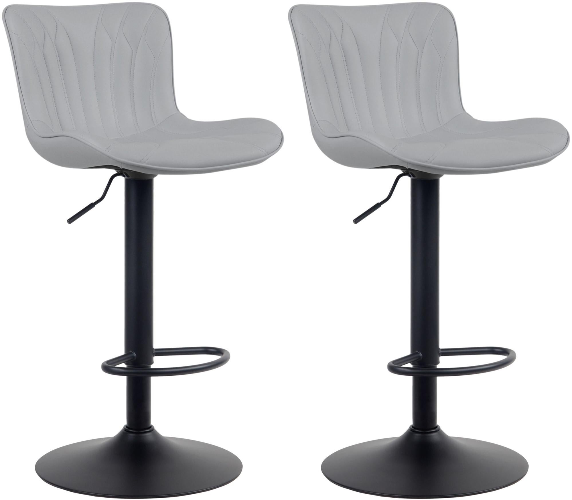 Set Di 2 Sgabelli Da Bar Regolabili In Altezza Da 81 A 101 Cm, Con Seduta Girevole A 360°, Base Rotonda Diametro 37 Cm, Colore Grigio Chiaro, Design Moderno Per Cucina E Isola