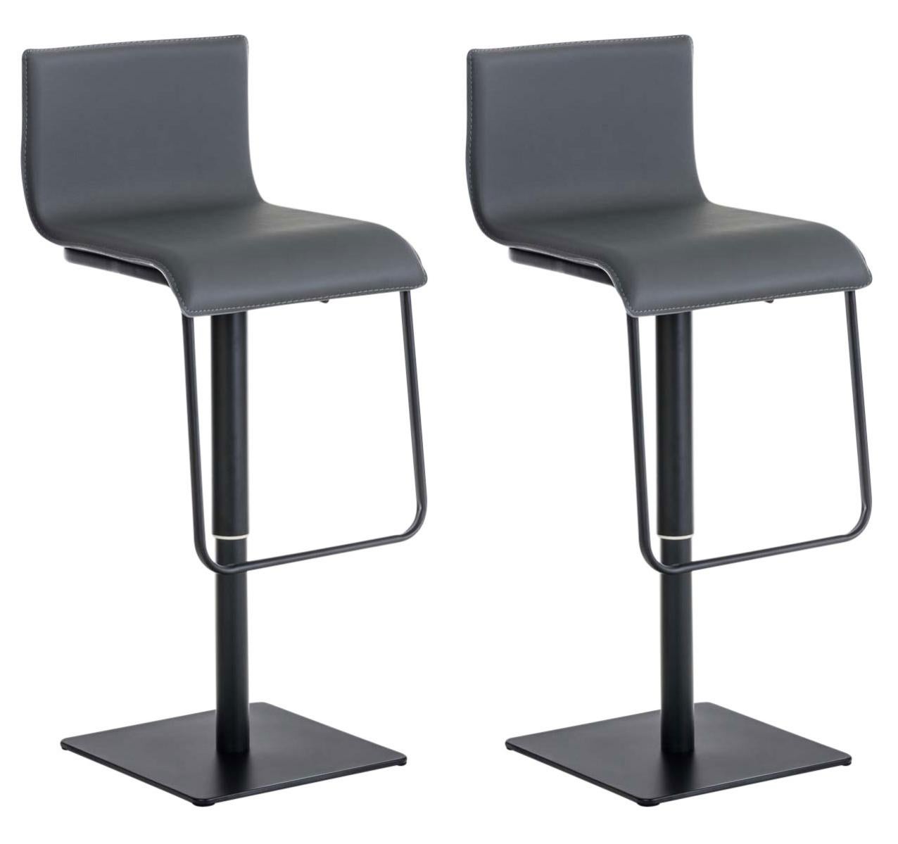 Set 2 sgabelli in similpelle grigio chiaro - Marmin