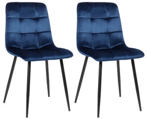 Sedie moderne in tessuto effetto velluto blu petrolio (set di 2) PARKER