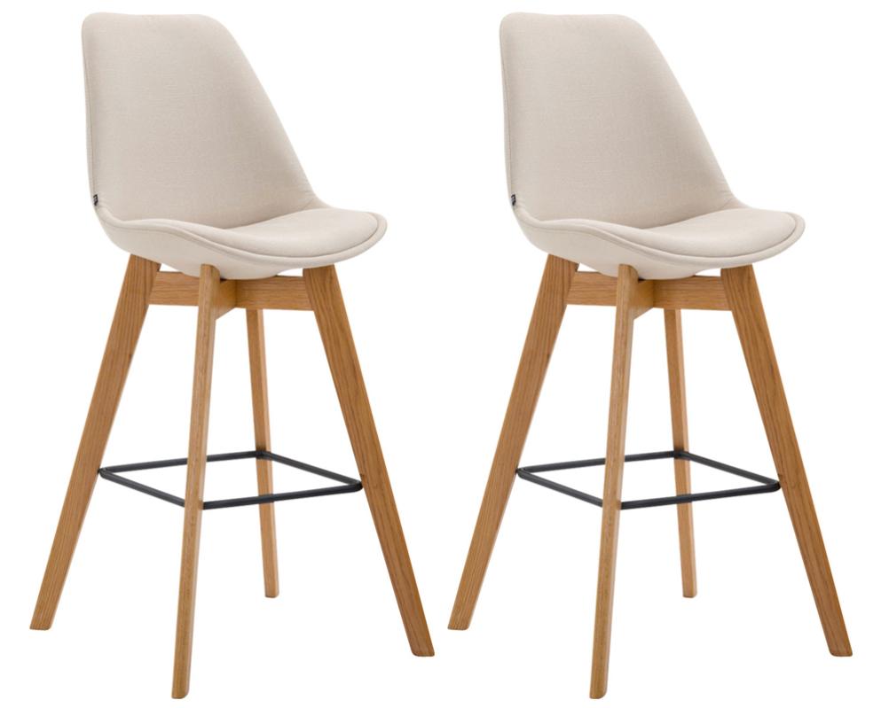 Set de 2 taburetes de bar metz tapizados en tela crema natural