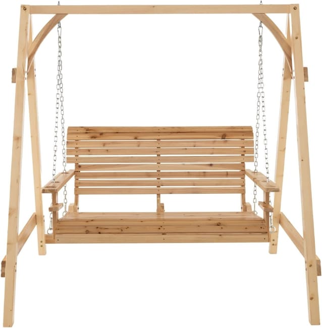 Balancelle de Jardin en Bois 2 Places avec Porte gobelets