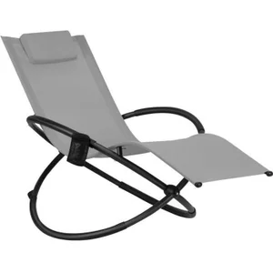 Chaise longue à bascule pliante extérieure avec coussin repose-tête amovible et porte-gobelet