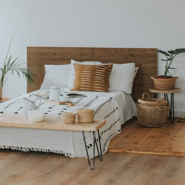 Cabecero de cama de madera para de 135 cm en color marrón envejecido Nala