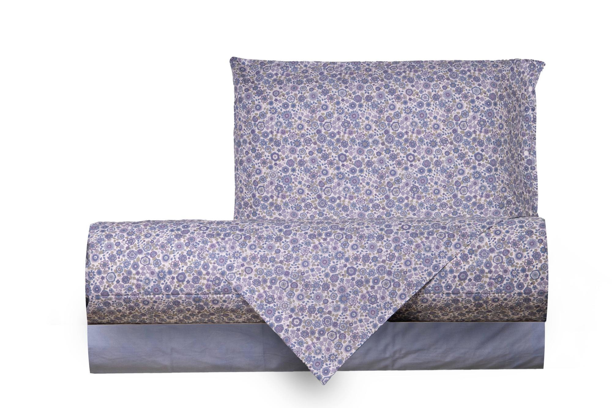Parure De Lit 180x200 Coton OEKO-TEX Made In Italy – Ensemble Drap Housse 180x200 + Drap Plat + 2 Taies, Qualité Premium Narciso