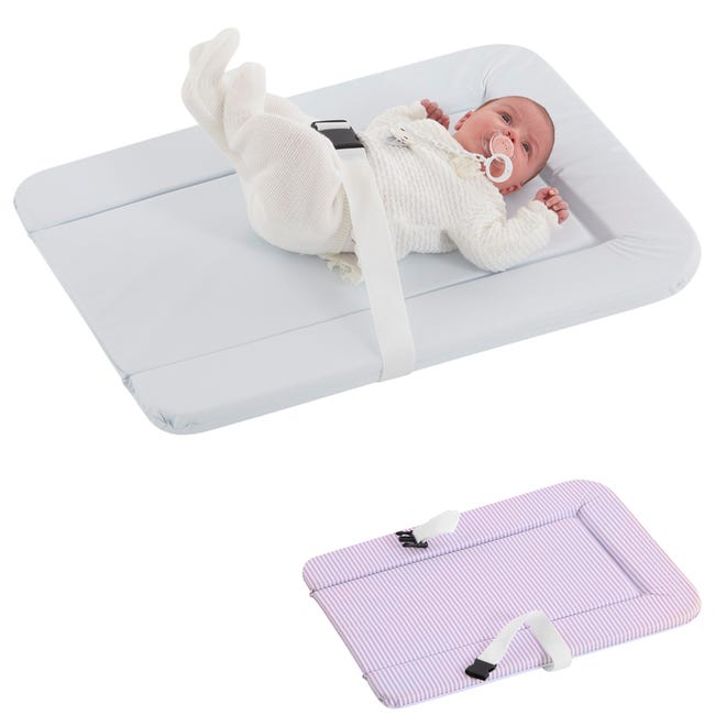 Cambiador bebe impermeable con sistema anticaídas SafeLock (50x70). Válido  para cómoda Hemnes, Malm y cambiador Sniglar (Rose waves)