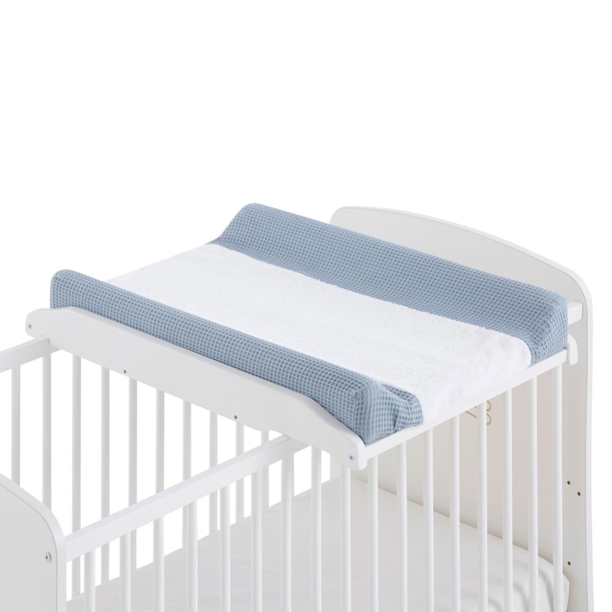 Fasciatoio In Legno Maya Per Culla E Maxicot + Fasciatoio Plastificato Rivestimento In Spugna Impermeabile 100 Lavabile Cialda Blu 87812385