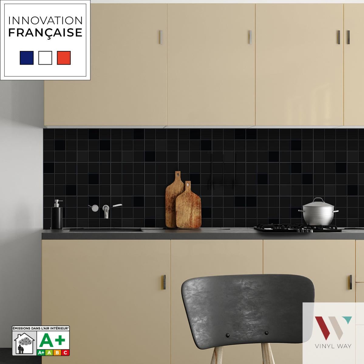 8 carreaux adhésifs 20x20cm Farah / Mosaïque carré / noir / pour douche ...