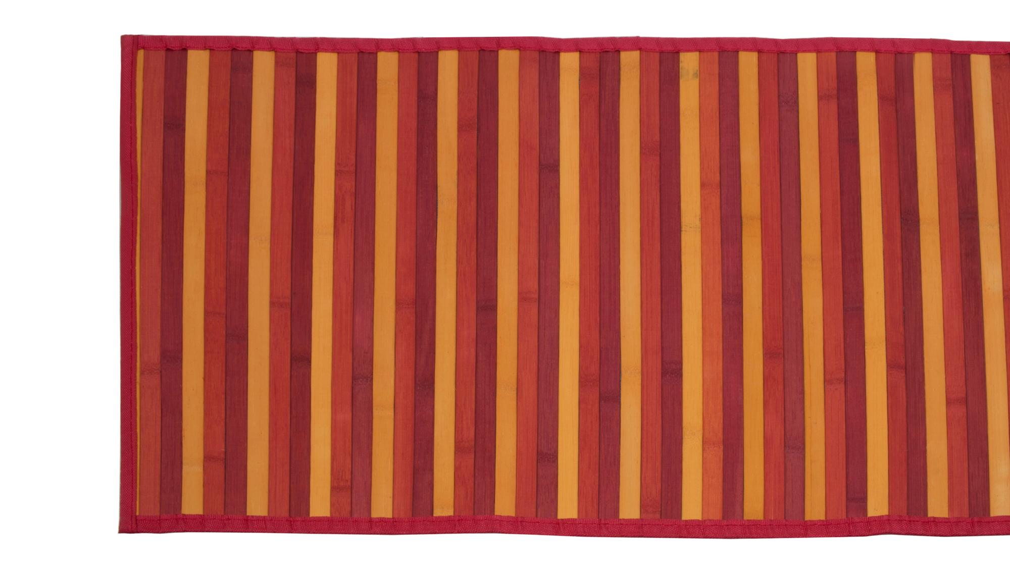 Tappeto Passatoia In Bamboo Sfumato Colore Arancio - Antiscivolo, Multiuso Per Cucina E Ingresso, Cm 55x280 - Bordo In Tessuto