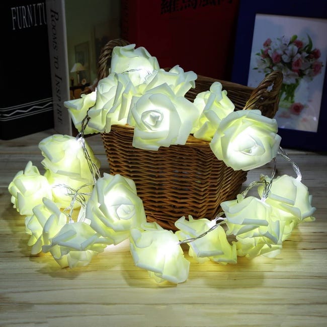 Guirlande lumineuse LED Rose, lumières de Bouquet de fleurs artificielles