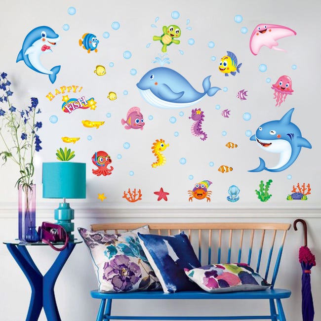 Vinilo decorativo infantil de pared Sea animals