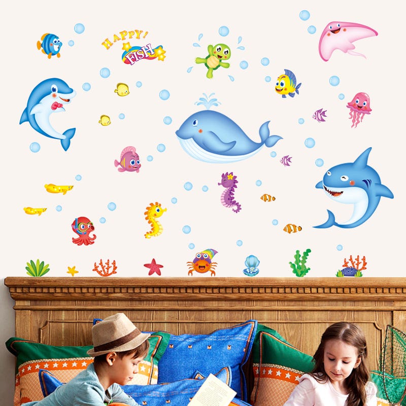 Vinilo decorativo infantil de pared Sea animals