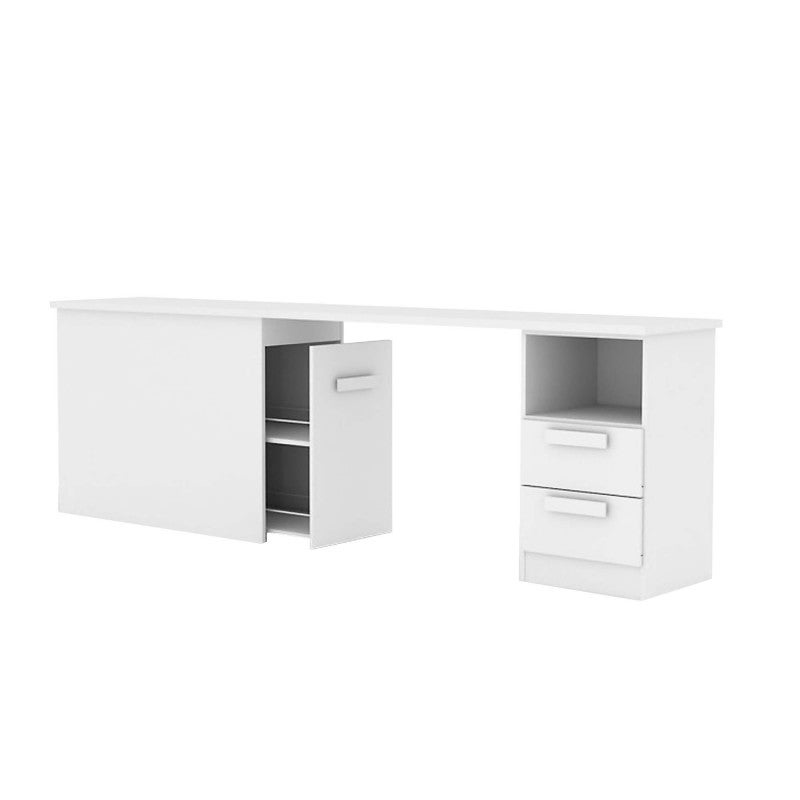 Bureau + rangement 90 aggloméré blanc ABS 76,5x242x45cm | Leroy Merlin