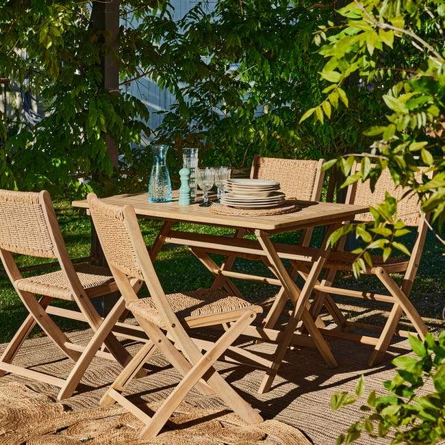 Table à manger pliante de jardin 120x70 cm couleur claire bois JAVA LIGHT