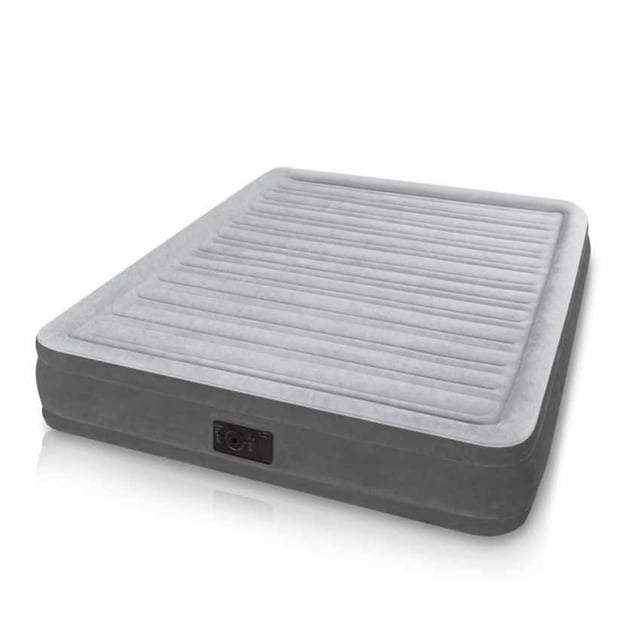Matelas gonflable - Intex Comfort Plush Mid-Rise - 2 personnes - 152x203x33 cm (LxLxH) - Gris - Avec motopompe intégrée