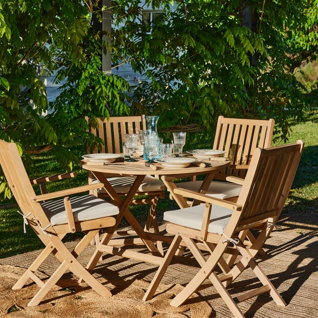 tavolo da giardinoin legno pieghevole con sedie