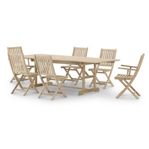 Set da pranzo da giardino tavolo allungabile 180/240x100 + 4 sedie senza  braccioli + 2 sedie con braccioli - Java Light