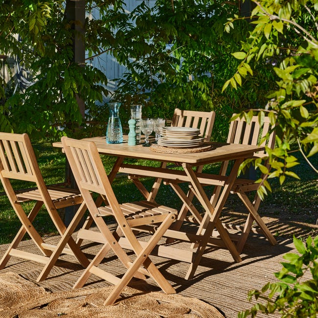 Set da pranzo da giardino tavolo pieghevole 120x70 + 4 sedie senza bracci  balcone - Java Light