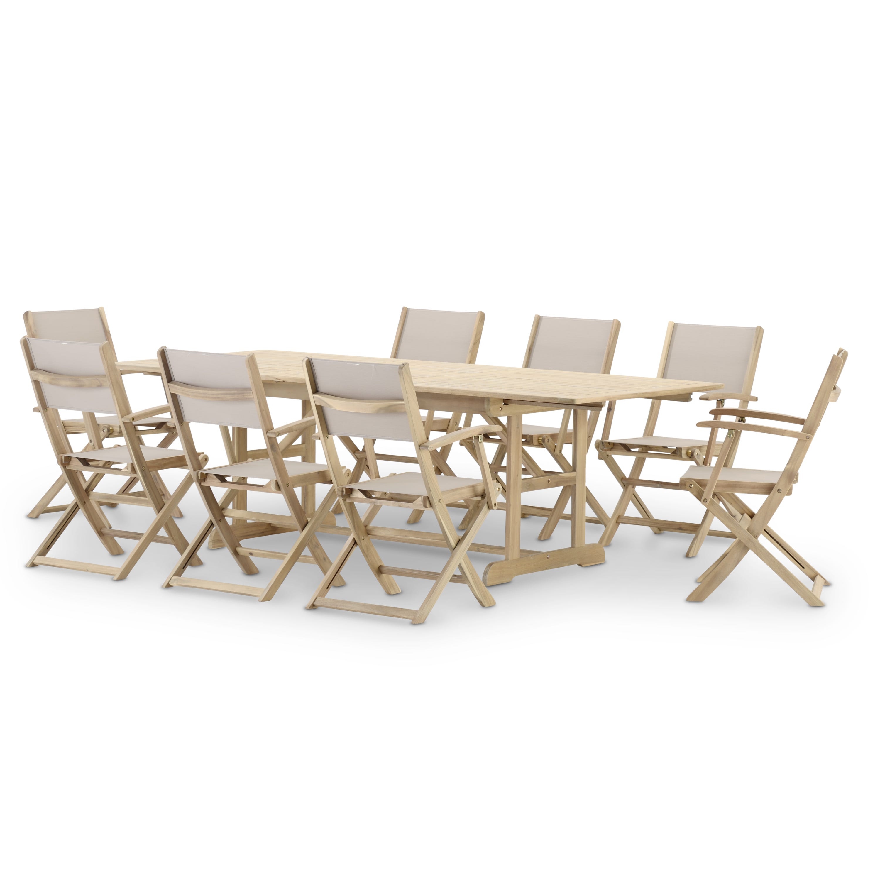 Conjunto de jardín de Mesa rectangular de 200 cm y 8 sillas Java
