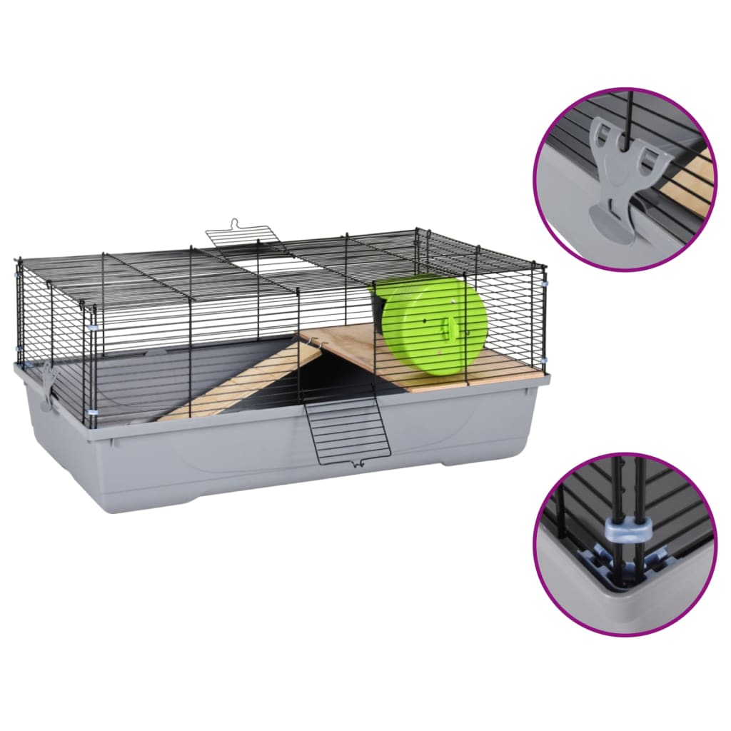 Cage pour hamsters gris 80x45x34 cm polypropylène et métal vidaXL