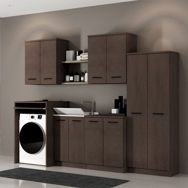 Mobile lavanderia componibile effetto legno: moderno e spazioso