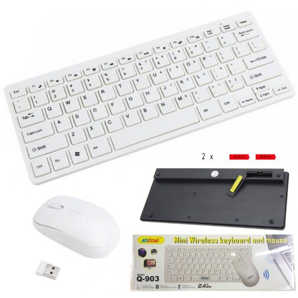 Trade Shop - Set Tastiera Mouse Wireless 3.4ghz Bluetooth Inglese Americano  Per Ufficio Q-903