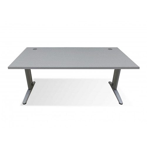 Mesa escritorio color gris spacio home office h40 patas metalicas con pasacables 140 x 80 x 74 cm