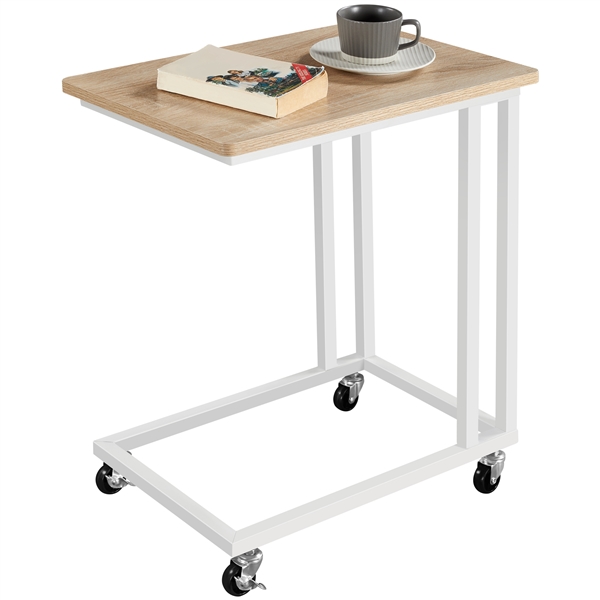 Table D'appoint HOMCOM Avec Roulettes - Table De Canapé Réglable Avec