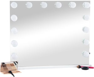 SIRHONA Miroir de maquillage éclairé Hollywood avec 15 ampoules LED  Dimmable pour Dressing & chambre à coucher, Contrôle tactile intelligent,  Blanc