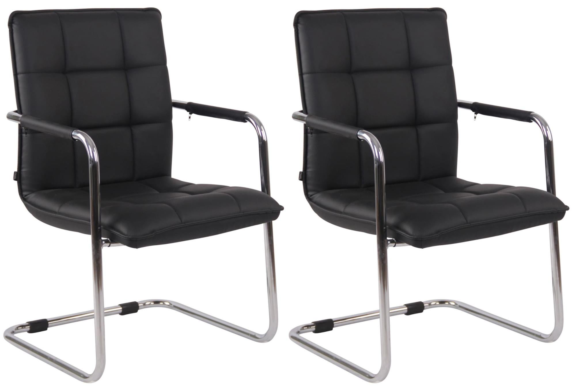 Chaise Cantilever XL Anubis CLP En Similicuir Noir, Piètement Métal Luge Avec Accoudoirs