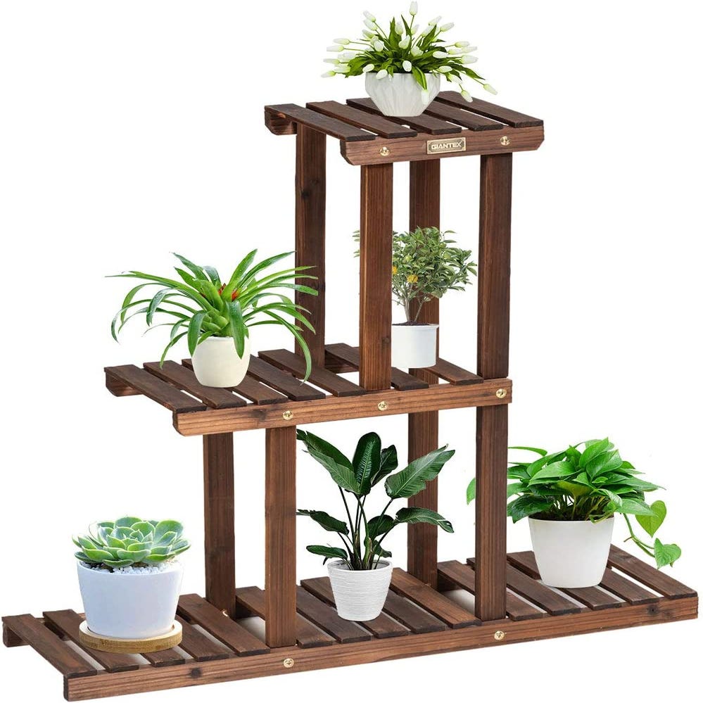 Giantex etagère à fleurs en bois à 7 niveaux porte plante durable