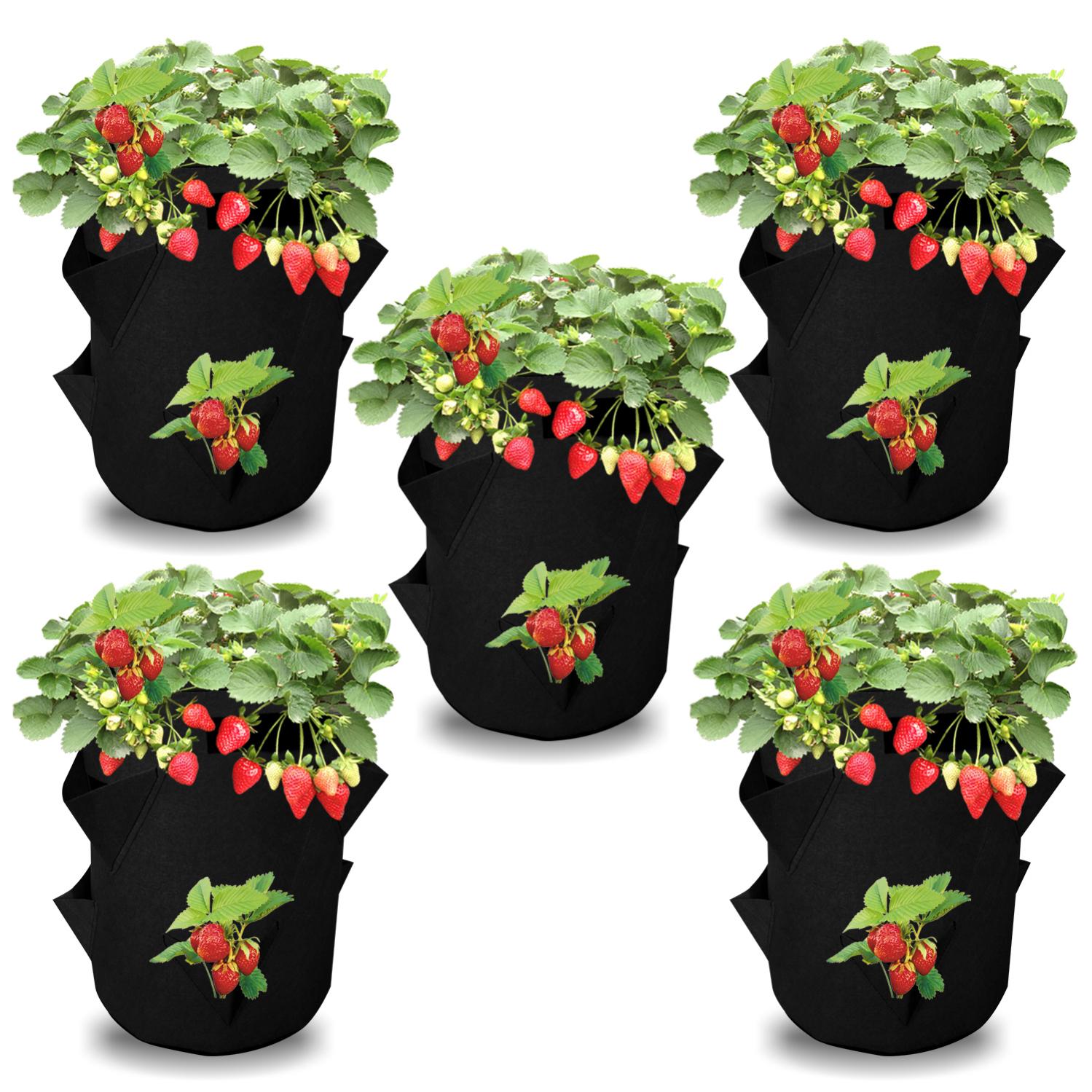 ROEOWENE 5PCS Sacs De Plantation 20L Avec Poignées - Sacs Géotextile Pour Pommes De Terre Fraises 5 Gallons