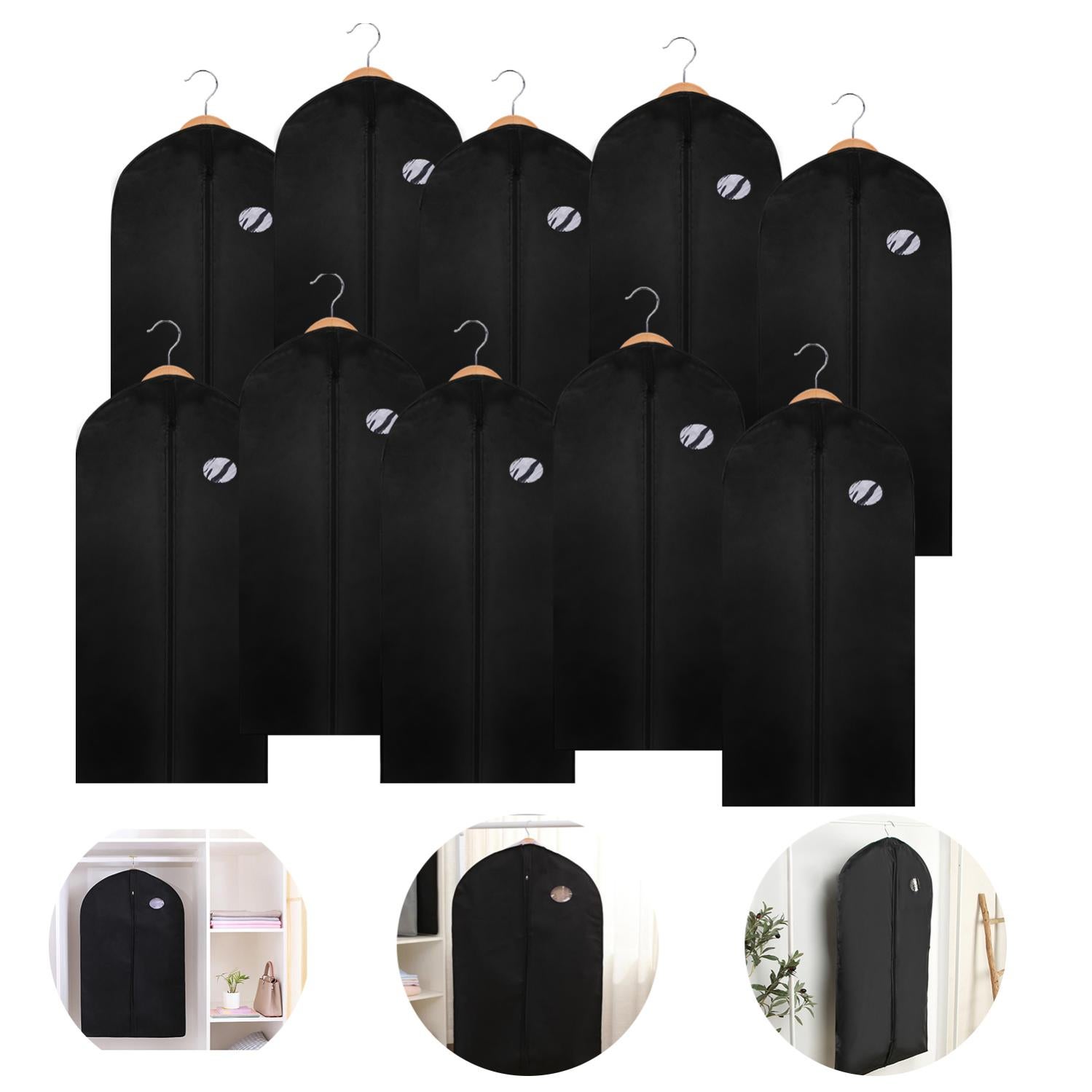 6 Housses Vêtements Suspendues 60x140 Cm – Non Tissé Respirant, Fenêtre Transparente – Protègent De La Poussière