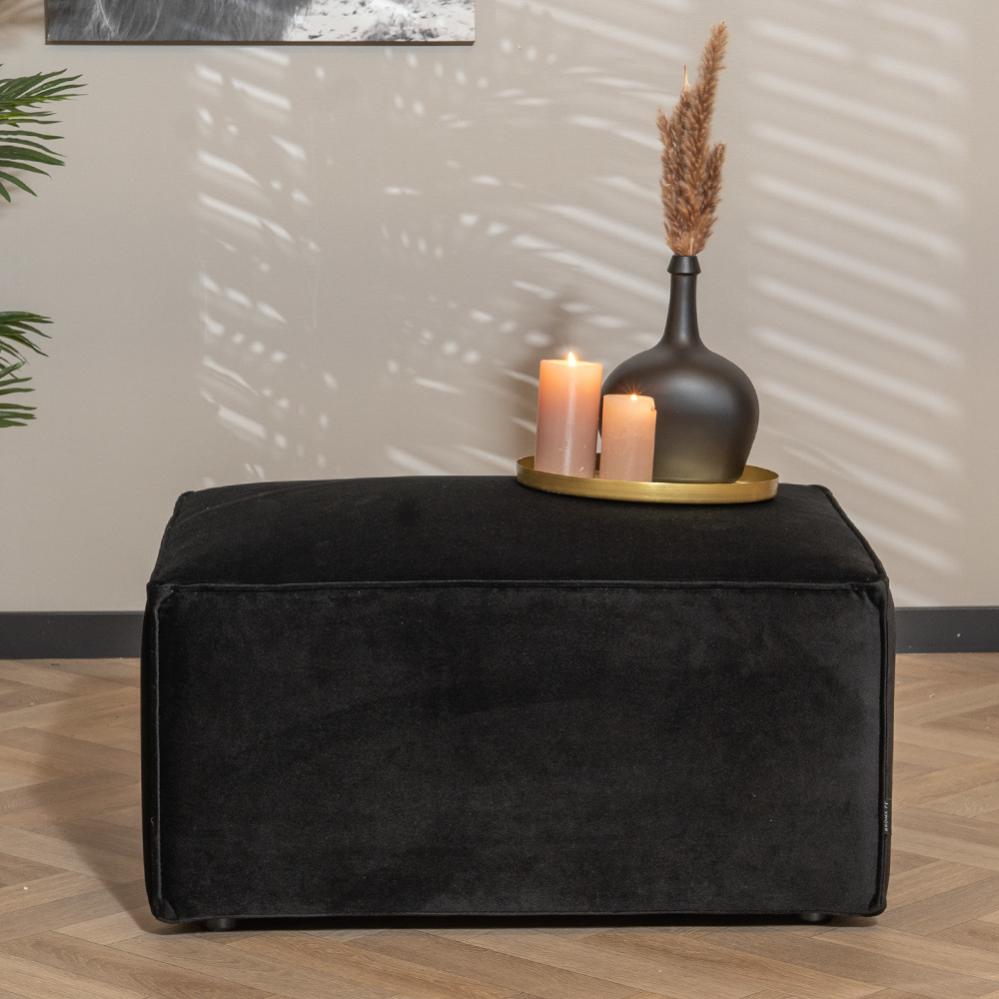 Memphis Pouf Industriel Velours Noir Leroy Merlin