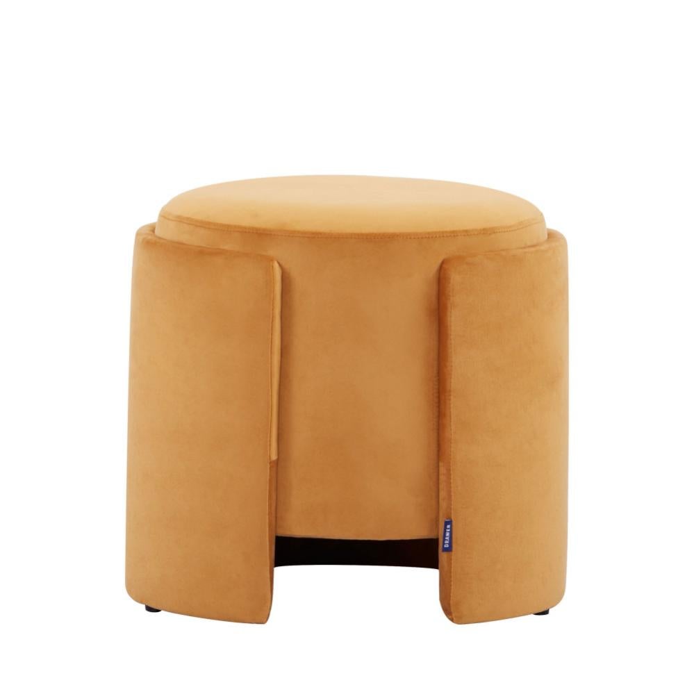 Pouf rond en velours ø43cm jaune moutarde - LILO | Leroy Merlin