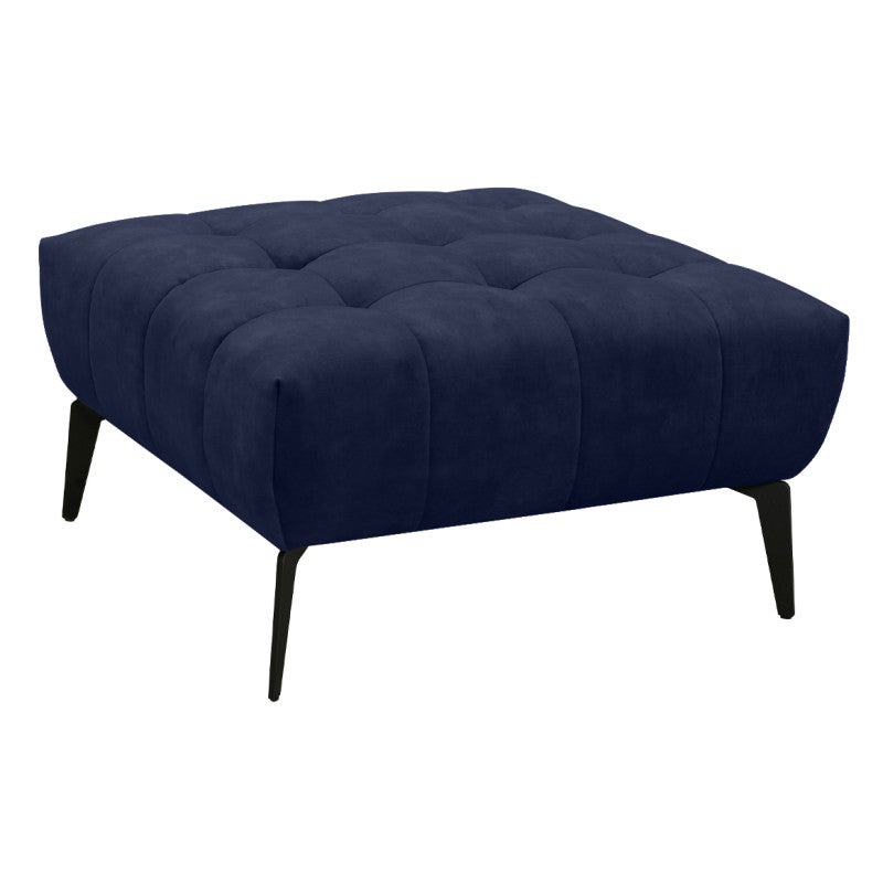 Pouf Velours Bleu Nuit Capitonn Et Pi Tement M Tal Noir Brio Leroy Merlin