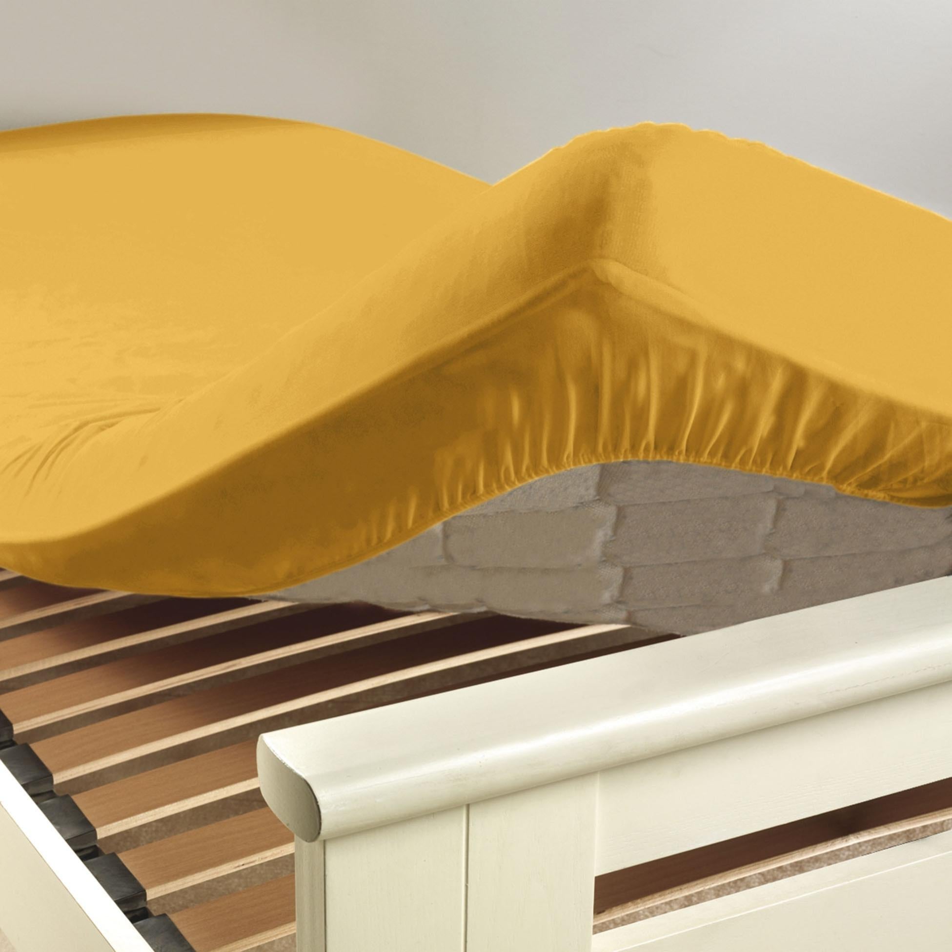 Drap housse 1 personne 90 x 190 cm uni 57 fils lina Miel Leroy Merlin — free download