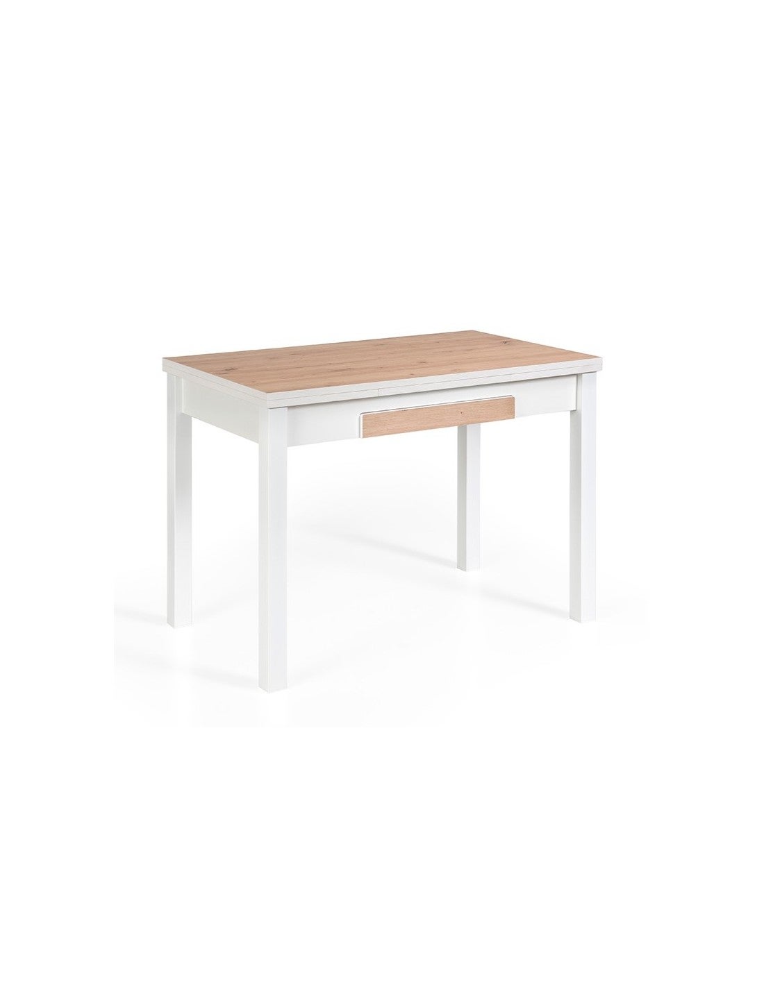 Mesa de cocina Alba en blanco, aluminio y cajón blanco br 100x60 cm
