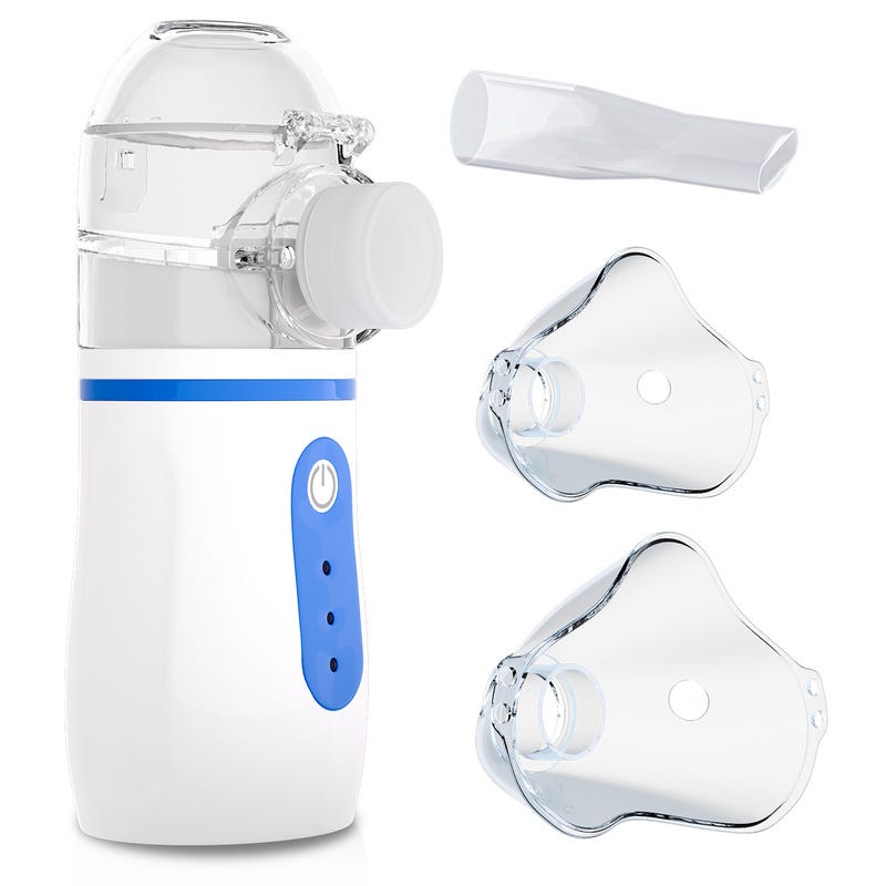 Nebulisateur Inhalateur pour Adultes et Enfants, Aerosol Bebe Silencieux  Rechargeable, Inhalateur Nez Vapeur Portable avec 2 Masques et Embout  Buccal