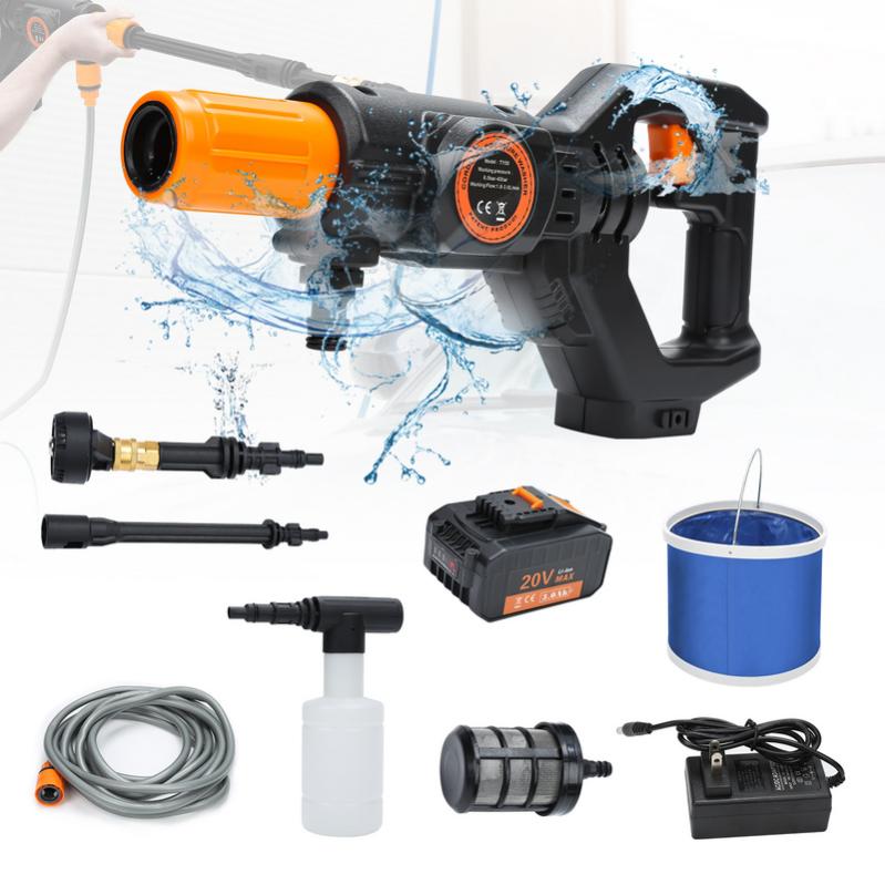 Nettoyeur Haute Pression Sans Fil 200W - Avec 2 Batteries 24V Et Tuyau 5m - Pour Voiture Et Jardin