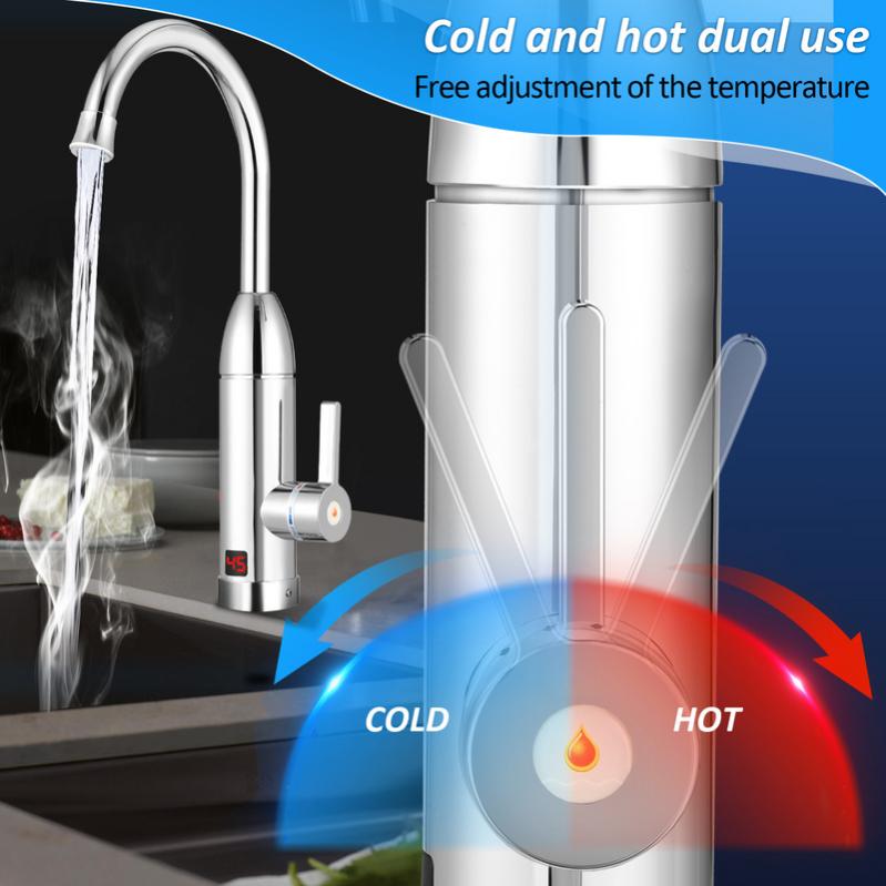 Rubinetto Elettrico Scaldacqua Istantaneo YAOPIU, 3000W, Display LED, Per Bagno E Cucina, 220V, Acciaio Inox