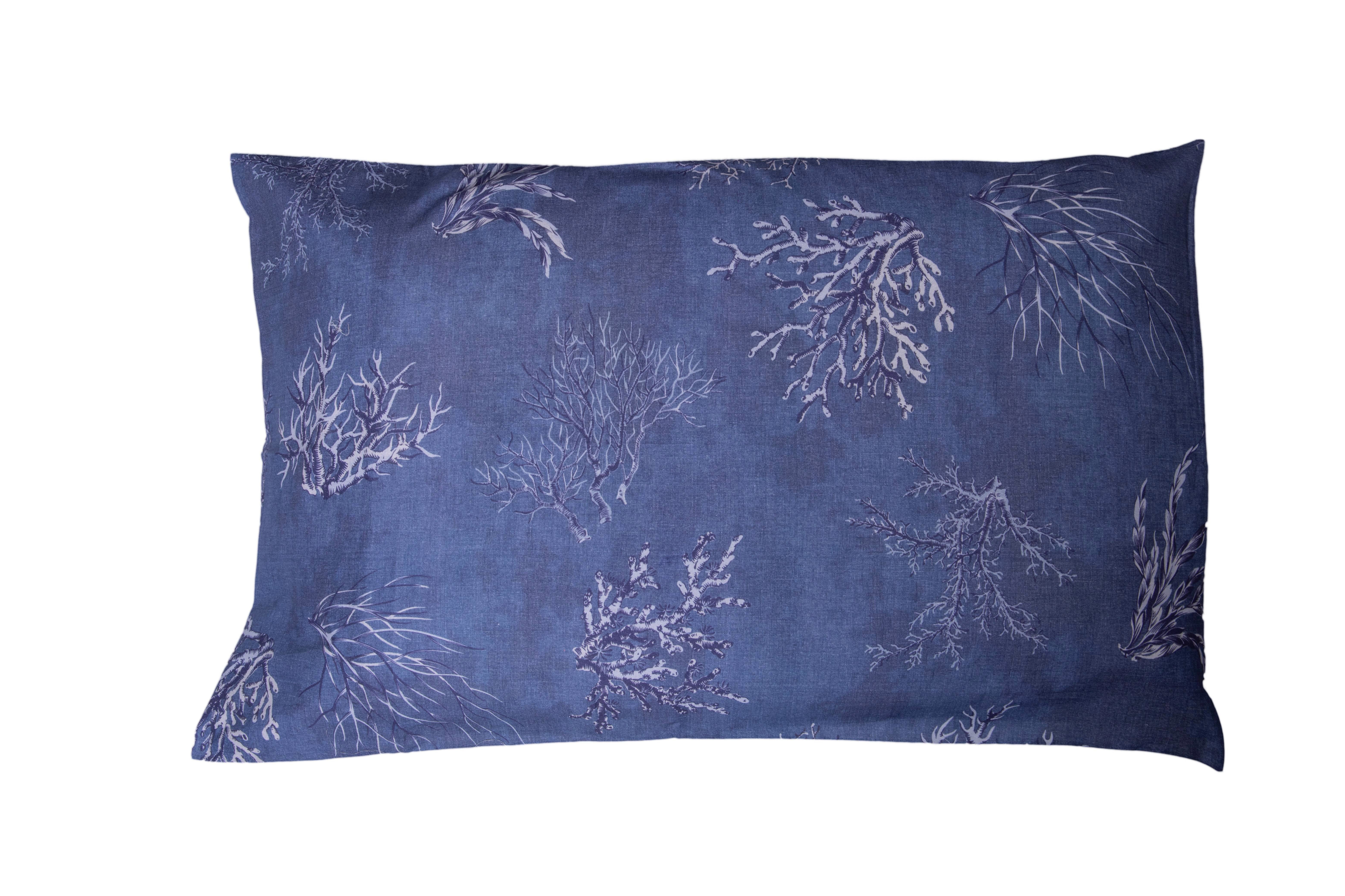 Par de fundas de almohada 50 x 80 cm 100% algodón de doble cara made in italy deep sea