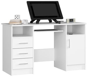 Bureau informatique avec 3 tiroirs Heini blanc mat 76 x 90 x 50 cm Blanc  mat 